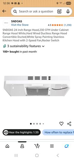 SNDOAS 24 inch Range Hood-open box