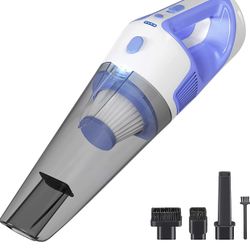 Handheld Vacuum Cordless - Strong Suction [9000Pa] - Rechargeable Car Vacuum Cleaner, Hand Vacuum with Large Dirt Bowl, Bright LED light, 3 Attachment