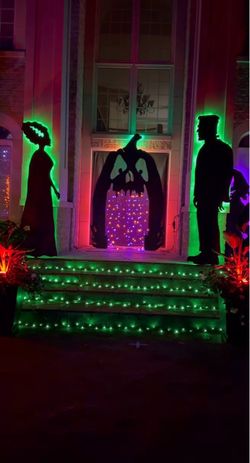 Unique Bride of Frankenstein & Frankenstein silhouette Halloween decoration OBO
