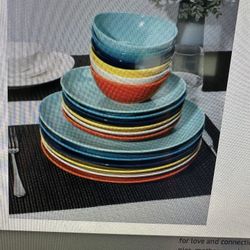 Premium Porcelain Multicolor Dishes Set- Great Condition 