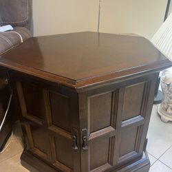 Octagon End Table With Cabinet