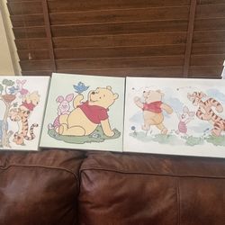 Winnie The Pooh Nursery Canvas Wall Hangings 