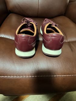 Burgundy Leather Low-Top Sneakers