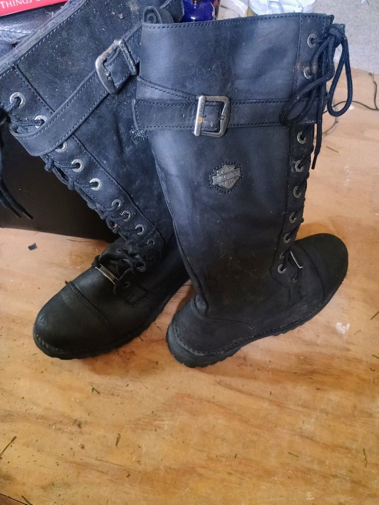 Harley Davidson Black  Leather Boots