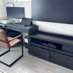 OBO-Arhaus Media Console, Desk, Chair, And Filing Cabinet 