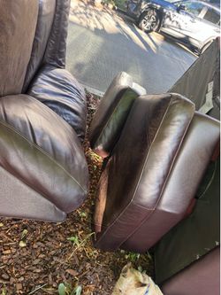Free Leather Couch! Angled Sectional with ottomans.