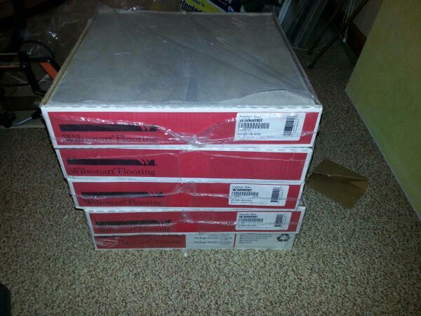5 boxes of Wilsonart Flooring Classic Tap-N-Lock Tiles, Venetian Slate