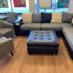 Jacurso Charcoal LAF or RAF Sectional / couch /Living room set
