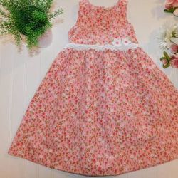 Vtg Florence Eiseman Girls size 4 Floral Cut Out Strap Back Dress 