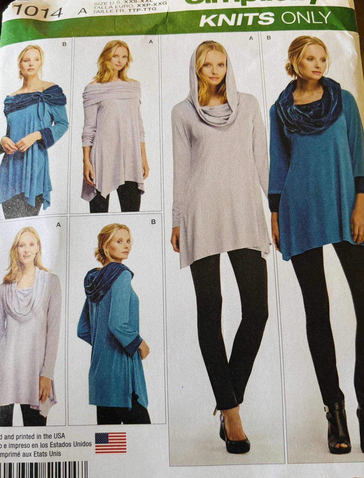 Simplicity 1014 Pattern Tunic Size XXS-XXL UNCUT