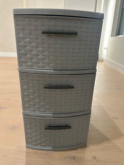 3-Drawer Plastic Storage Tower Gray Weave