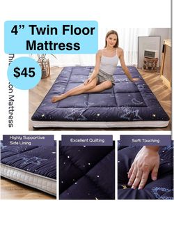 4” Twin Black Moon and Star Futon Mattress, Japanese Floor Mattress Quilted Bed Mattress Topper, Extra Thick Folding Sleeping Pad Breathable Floor Lou