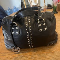 Michael Kors Studded Metal Black Leather Duffel Bag Like Purse