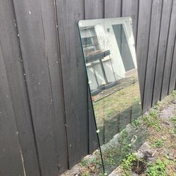 LARGE GLASS DESK TOP WITH FINISHED BEVELED EDGES - WITH FELT TABS -  48”  X  25”