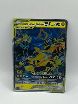 Non TCG Pokemon Pikachu & Zeraora & Electivire Gx Tag Team Fan Art Card