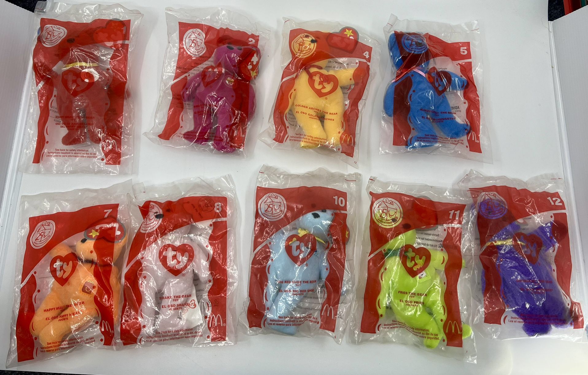 Vintage McDonald’s 25th Anniversary COMPLETE set of 12 Teenie Beanies NIP