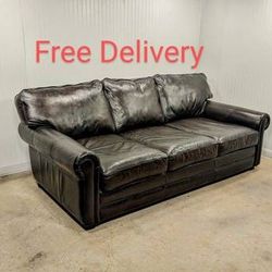 Walter E Smithe Extra Deep Leather Sofa Couch