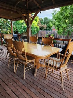 Vintage Lacquered Wood Table & Chair Set (Outdoor/Indoor