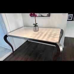Glass White Dinning Table
