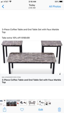 $188 new 3pc coffee table set + free delivery