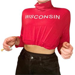 Women’s Wisconsin Badger Turtle Neck Crop Top
