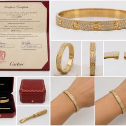 CARTIER Bracelet LEVE size 16 full diamonds 