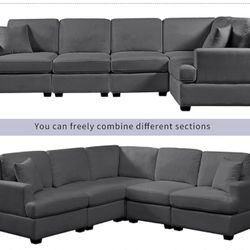 Convertible Modular Sectional Sofa, 87.8" And coffee table Free Combination Symmetrical Couches and  ,5 Seater Corner Sofa