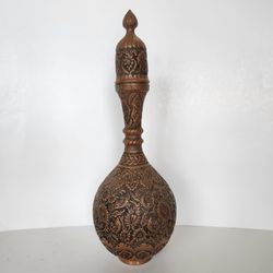 Antique Persian / Middle Eastern Etched Copper Urn With Lid 18"H