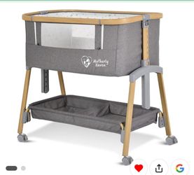 Motherly Haven Baby Bassinet Bedside Sleeper 53"L x 29"W x 63"H, Light Grey, Crib