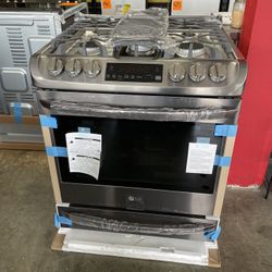 New LG ThinQ 5 Burner Gas Slide In Stove 30” Wide