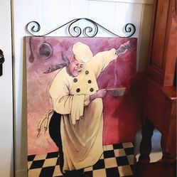 Bistro Chef Cooking- Very large piece 44" in height by 24" wide