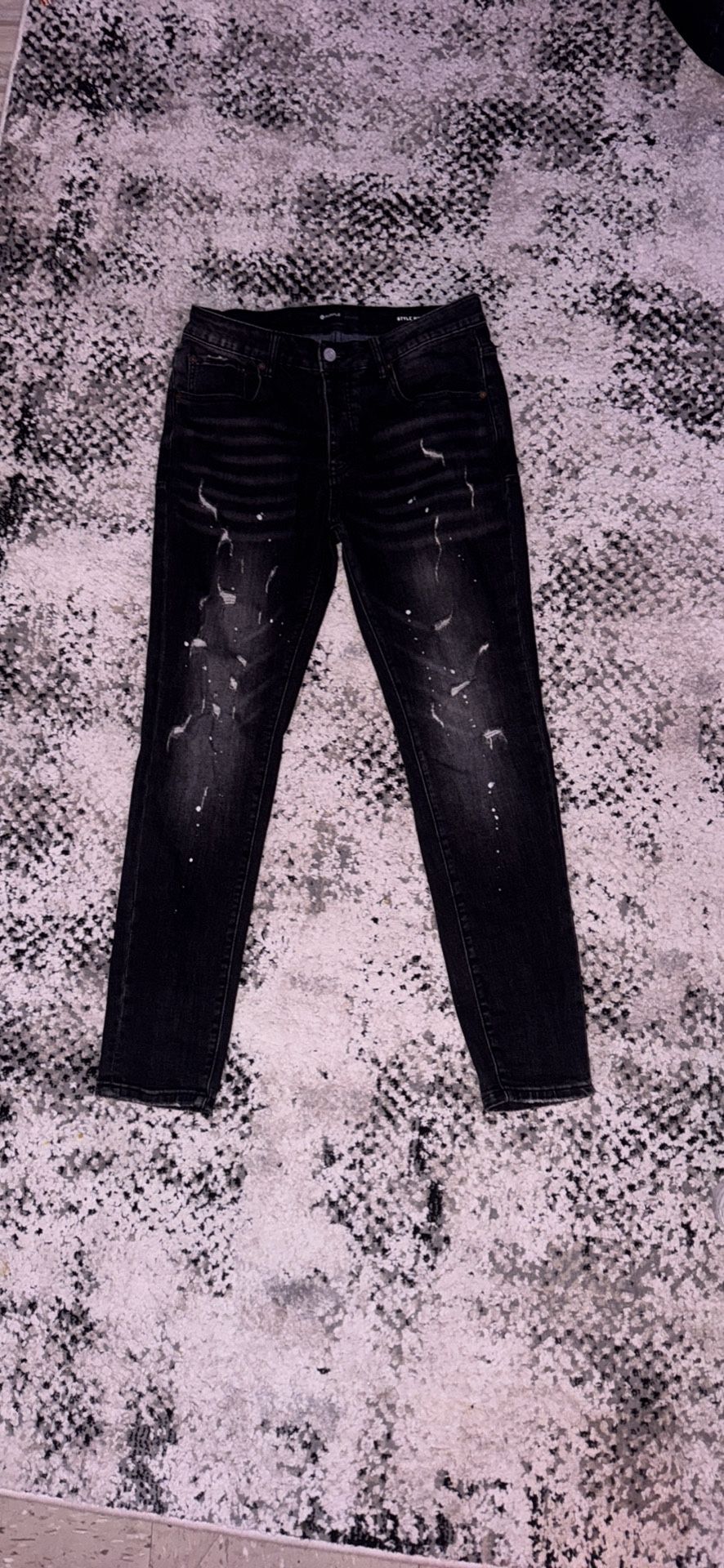 Black Purple Jeans Waist Size 34 Fairly Used