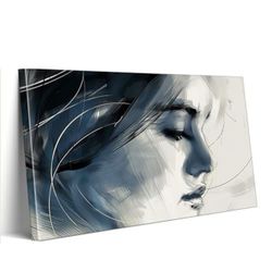 Abstract Woman Wall Art Line Drawing Canvas Wall Art Abstract Minimalist Line Art Wall Decor