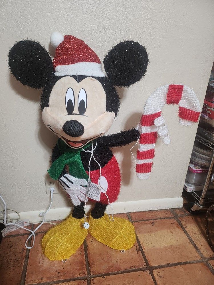 Disney ChristmaMouse 3D Tinsel Sculpture Yard Prop 35 Lights