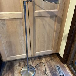Brushed Nickel Metal Swing Arm Floor Lamp/Adj Height w/LED Bulb