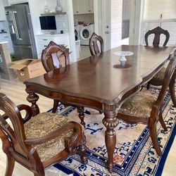 Both Antique Style China Buffet And A Dining Table With Six Chairs For $700