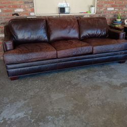 2 x 8ft Brown Leather Couches