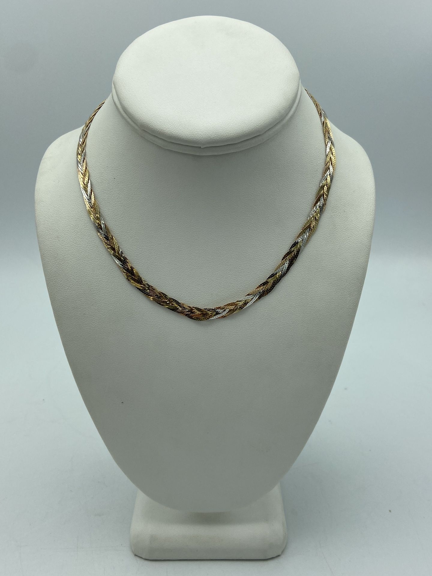 14kt Tri Color Braided Gold Chain 16”