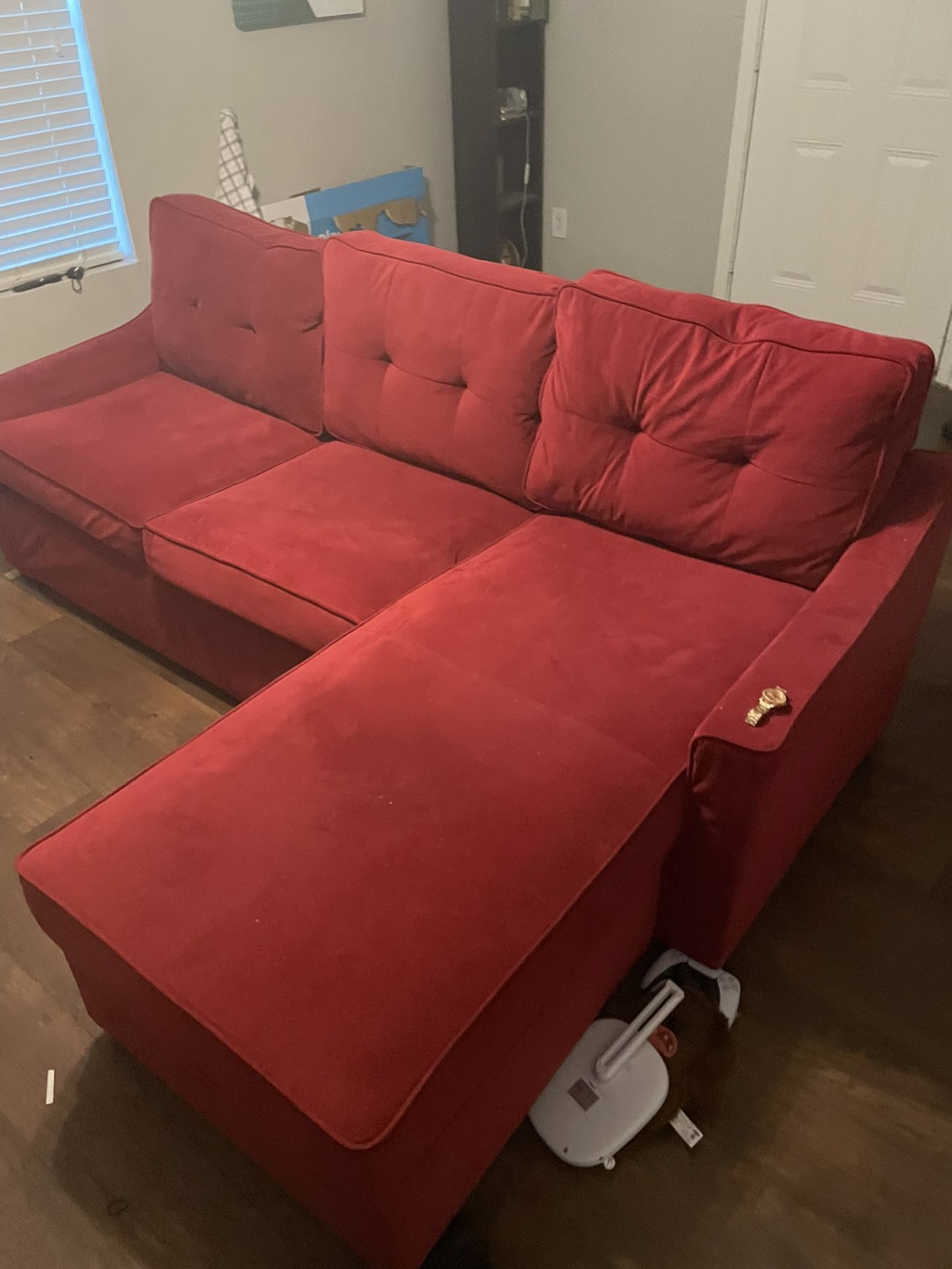 Red L Shaped Sectional Couch