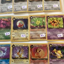 12 Dark Pokémon Cards Flareon Jolteon Vaporeon Hypno Persian Raticate In Excellent Condition