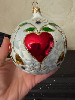 Redko Hearts Glitter Ball Christmas Ornament