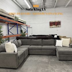 Free Delivery* Like New Gray “U” Shape Sectional Sofa! 