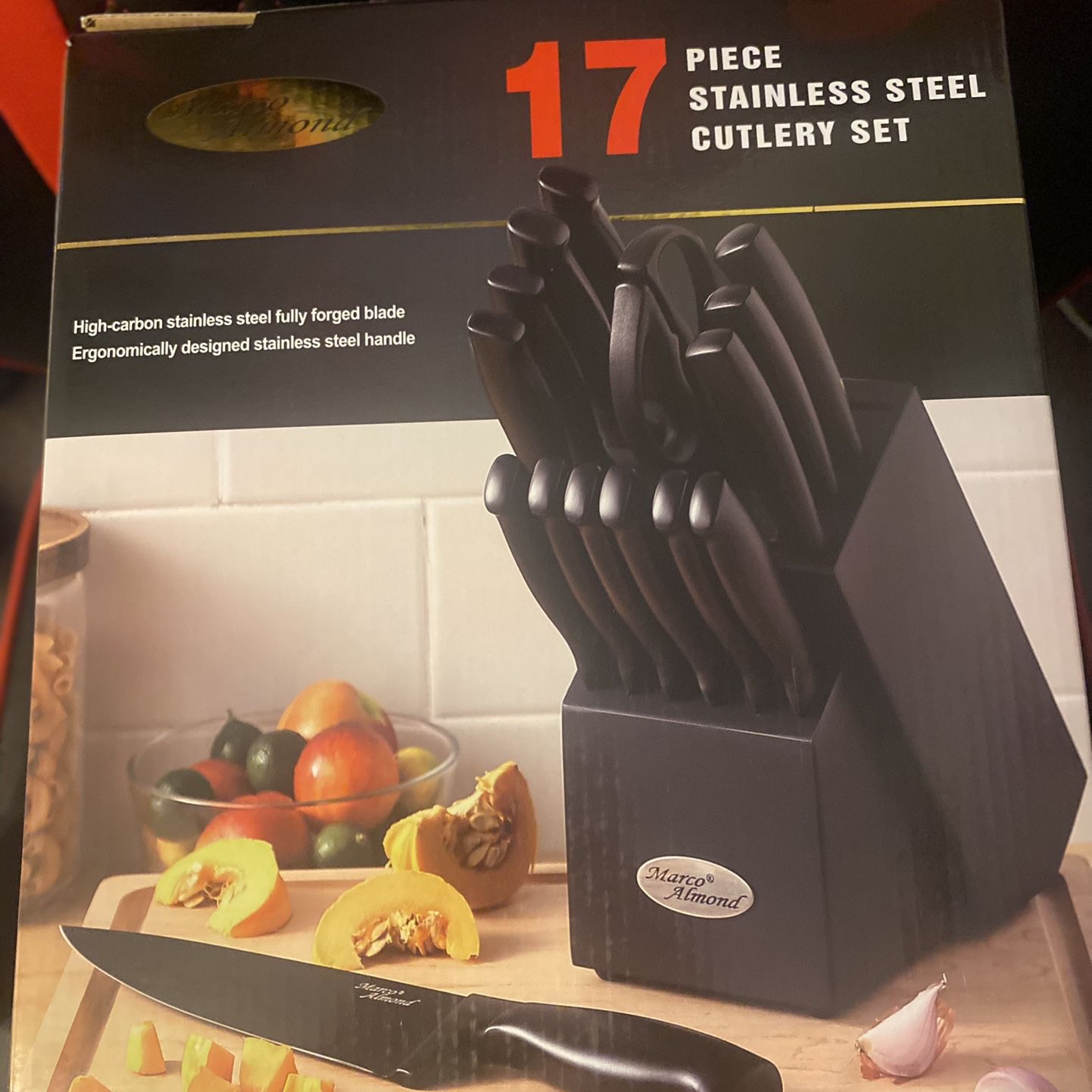 Marco Almond Black Kitchen Knife Set 17pc (Retail 100$) for Sale in  Veterans Adm, CA - OfferUp