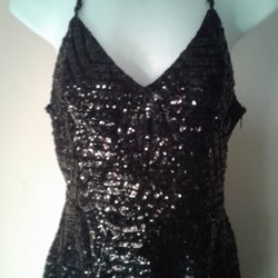 Black Sequin  Racerback Lulu Dress