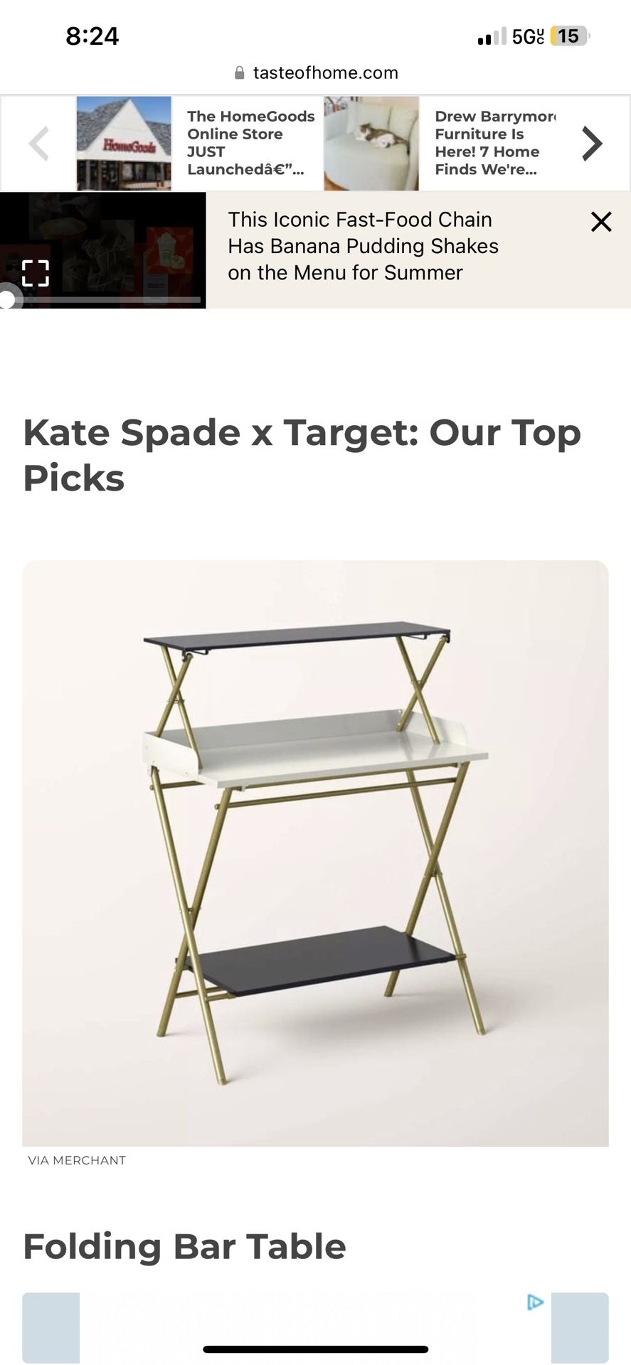 KATE SPADE X TARGET FOLDING BAR STAND OR DESK TABLE SHELF MULTI-WAY