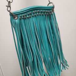 Turquoise W Fringe Small Crossbody Purse Handbag Travel Vacation Country Western style 