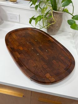 Vintage Earnest Sohn Siamese Teak Large Carving Board with Spikes and feet