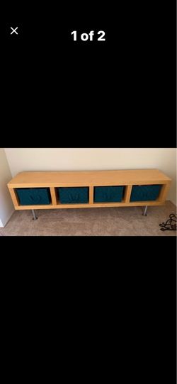 Cube Storage tv console bench with 4 baskets