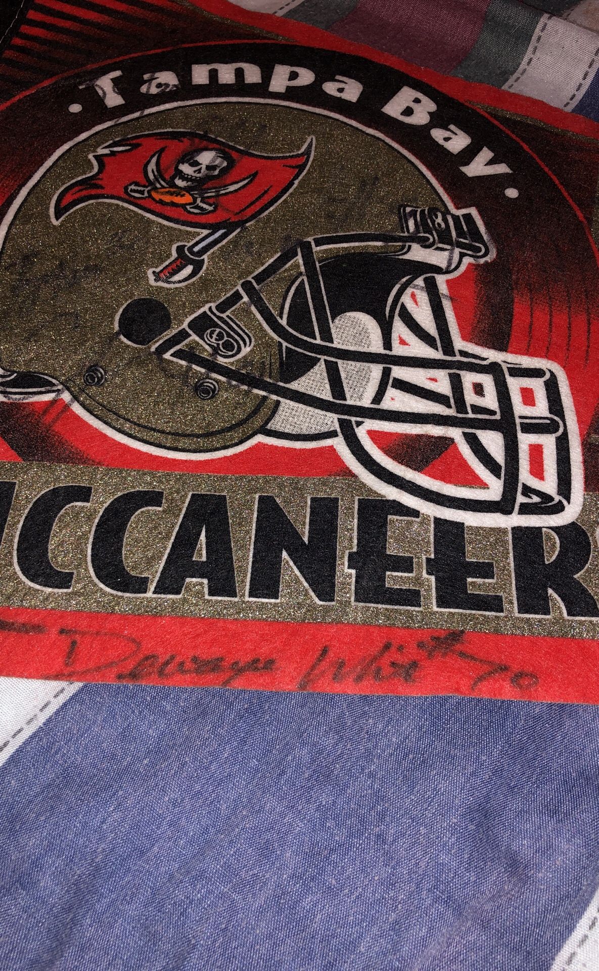 Autographed bucs flag