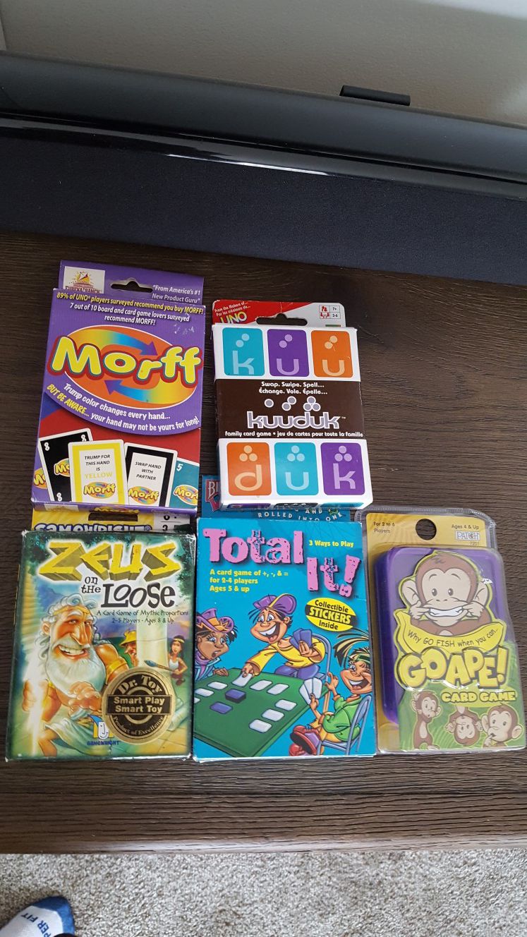 Kids card games, new, each